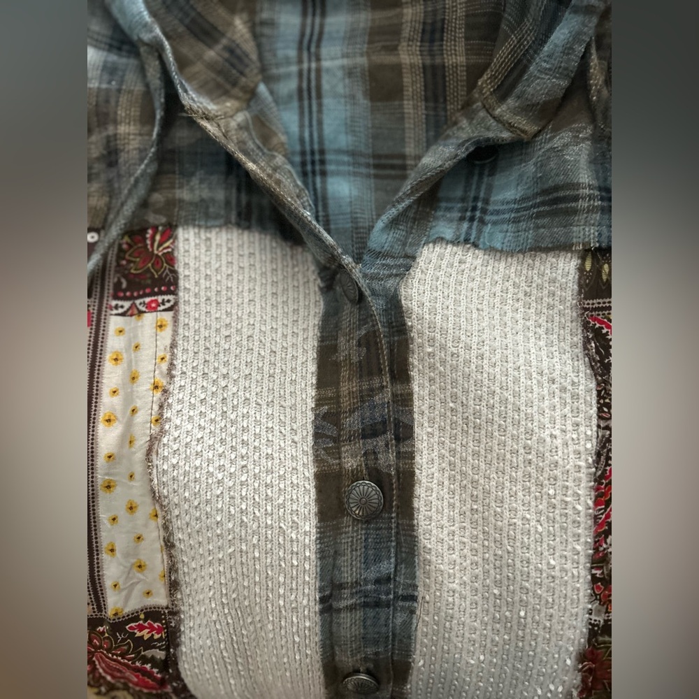 POL flannel patch, thermal button-down Shacket ho… - image 3